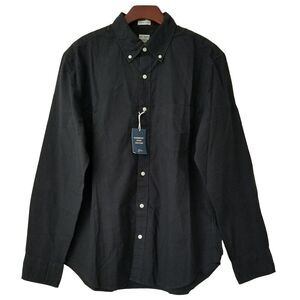J. Crew The Broken In Organic Cotton Oxford Shirt M Black Slim Untucked BO539